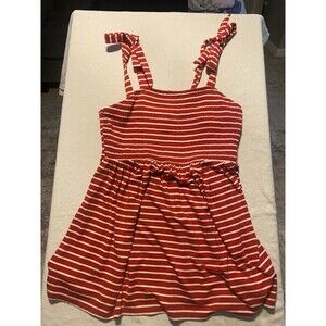 Isabel Maternity Tank Top Red White Stripe Tie Sleeve Smocked Medium NEW